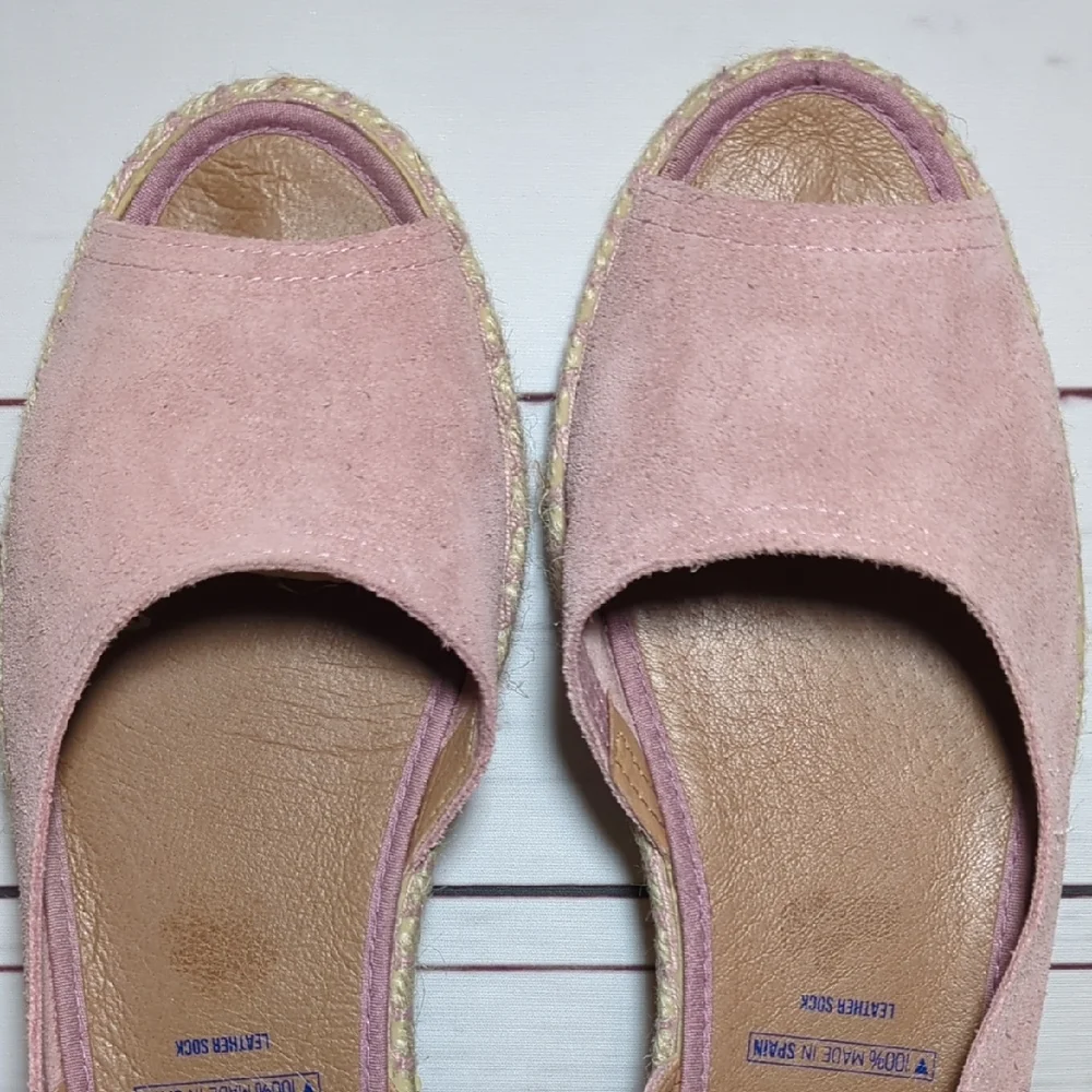 Verbenas Cruz Suede Blush Pink Flat Espadrille Sandal Made in Spain Women's 10.5